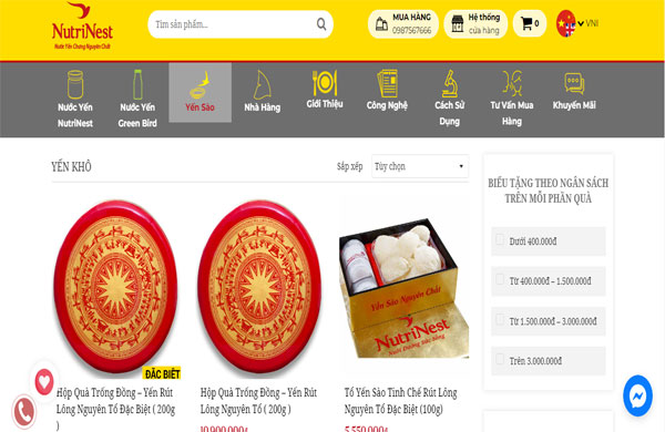 website bán yến sào NutriNest